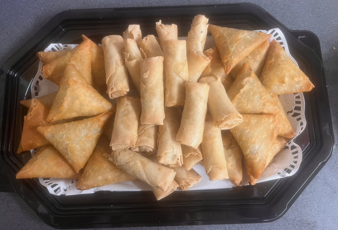 Mini samosas and mini vegetable spring rolls Farmhouse Deli & Cafe Farmhouse Deli & Cafe