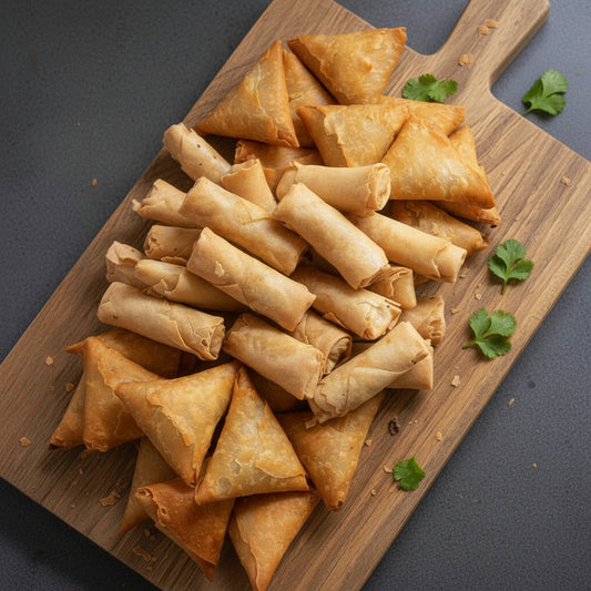Mini samosas and mini vegetable spring rolls Farmhouse Deli & Cafe Farmhouse Deli & Cafe